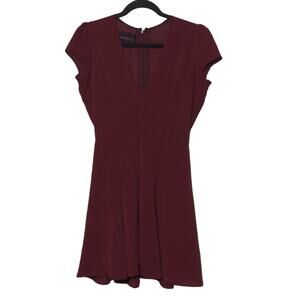 Reformation Burgundy Dress V-neck Fit and Flare Cap Sleeves S